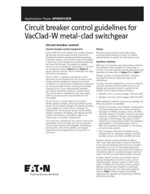 Circuit Breaker Control Guidelines for Vacclad-W Metal-Clad Switchgear