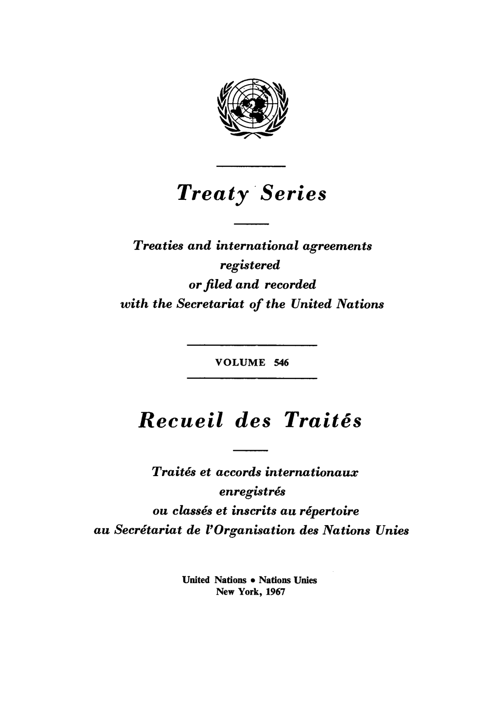 Treaty Series Recueil Des Traites