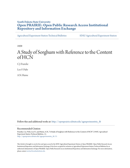 A Study of Sorghum with Reference to the Content of HCN C.J