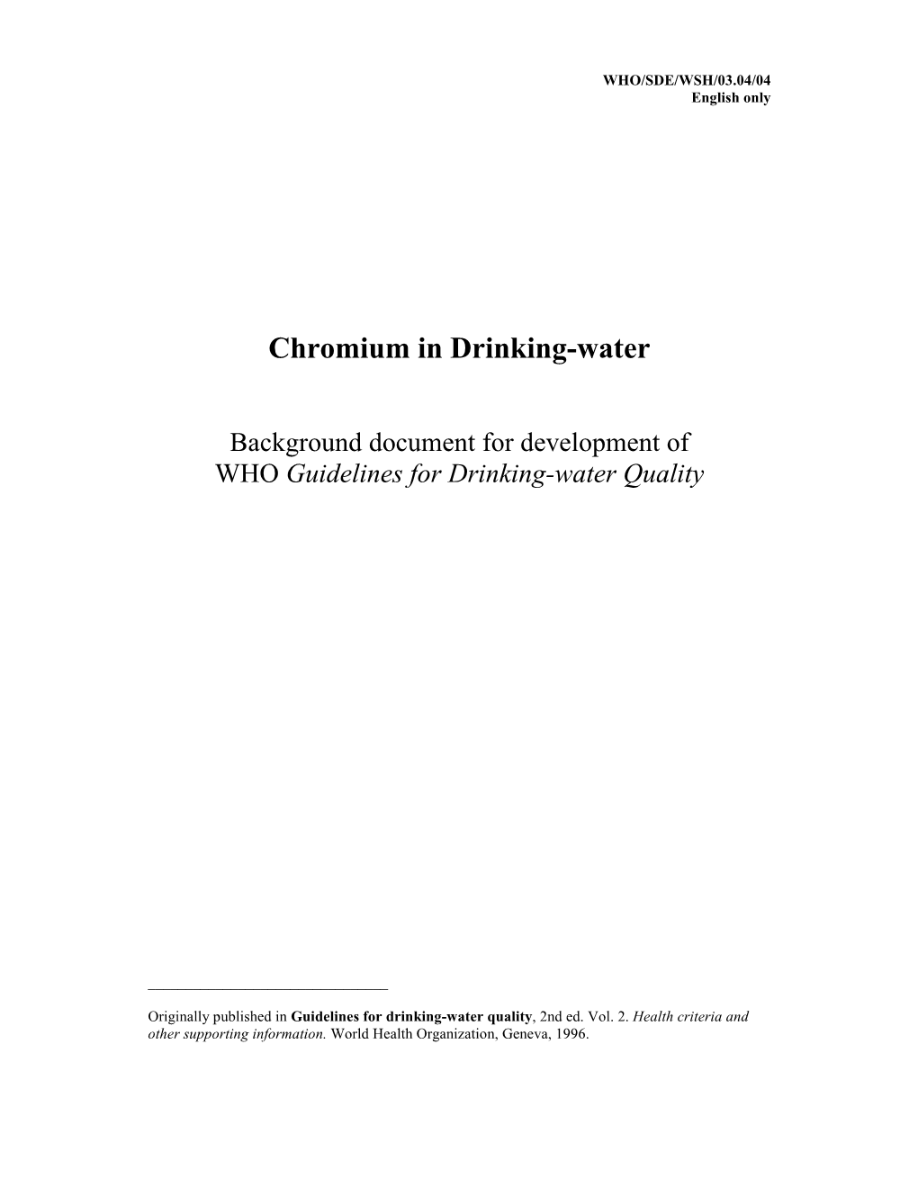 Chromium in Drinking-Water