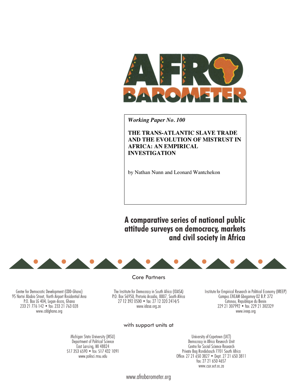 The Trans-Atlantic Slave Trade and the Evolution of Mistrust in Africa: an Empirical Investigation