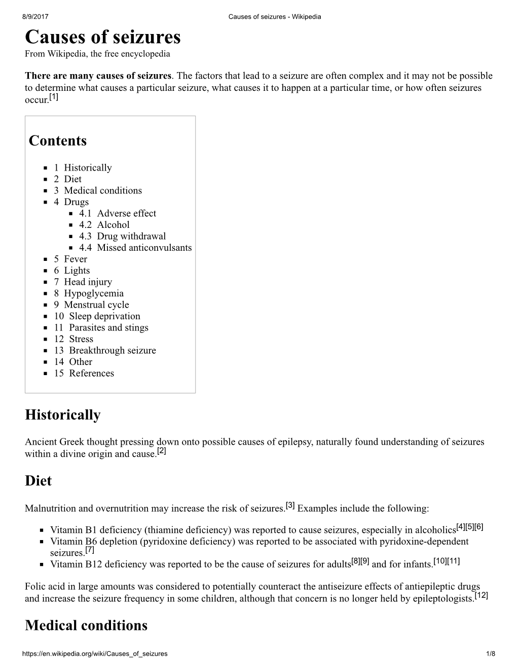 Causes of Seizures - Wikipedia Causes of Seizures from Wikipedia, the Free Encyclopedia