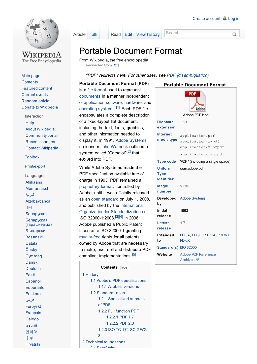Portable Document Format from Wikipedia, the Free Encyclopedia (Redirected from Pdf)