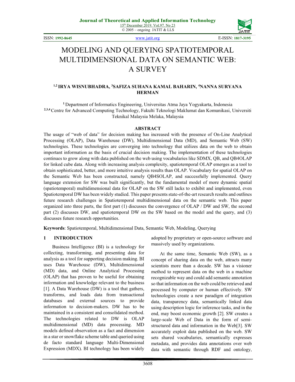 Modeling and Querying Spatiotemporal Multidimensional Data on Semantic Web: a Survey