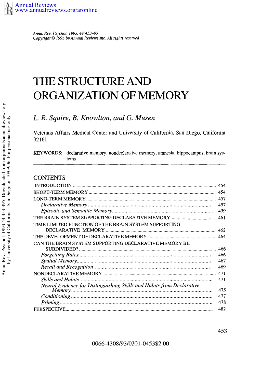 The Structure and Organization of Memory