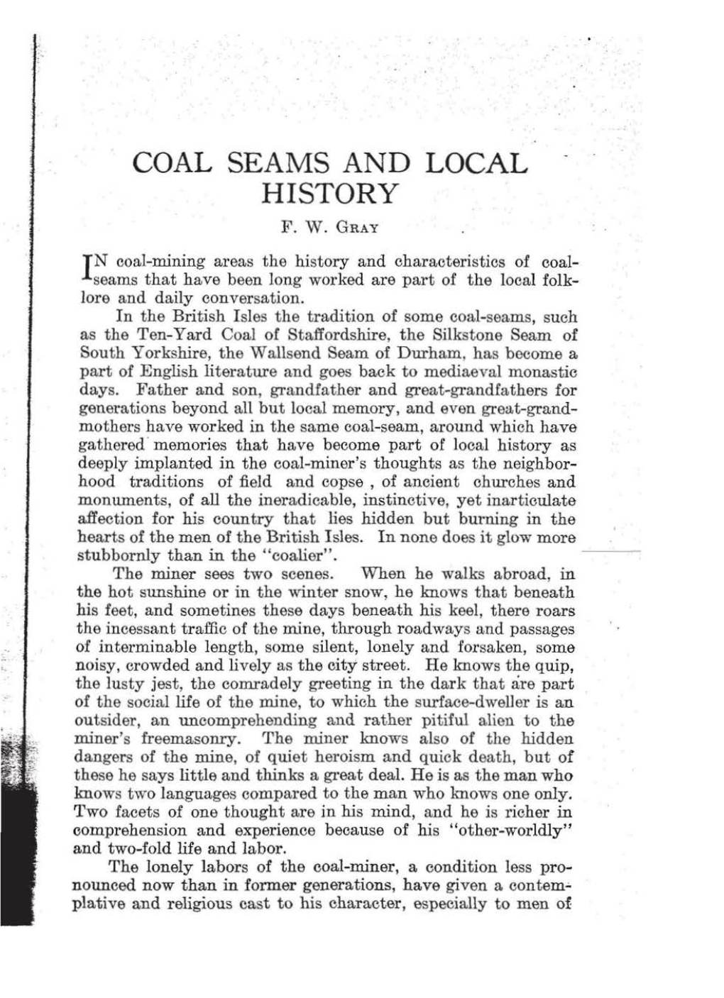 Coal Seams and Local History