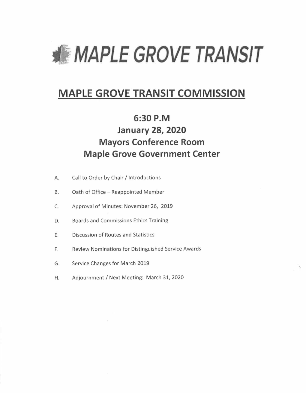 Transit Commission Regular Meeting Agenda (PDF)