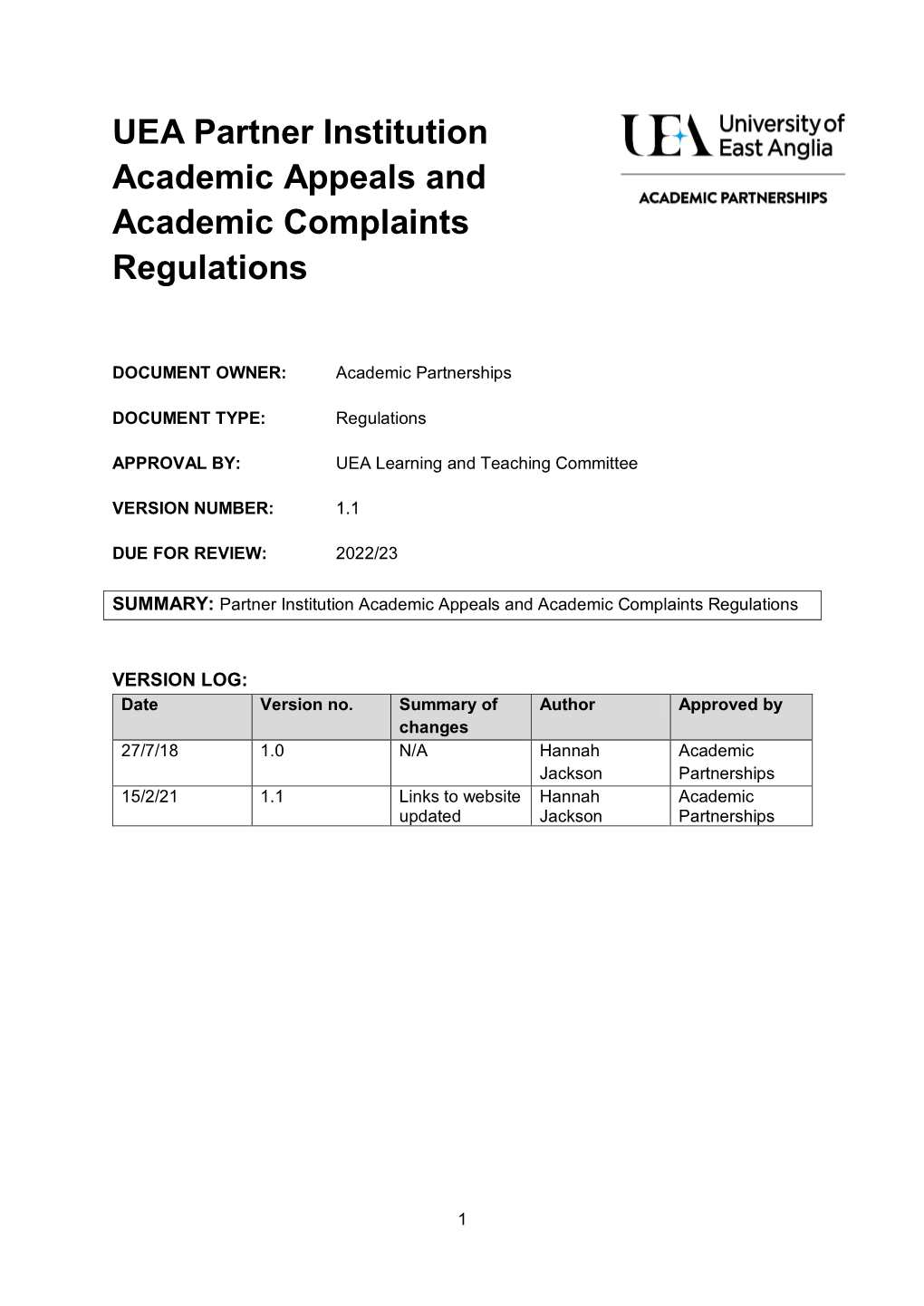 Academic Appeals and Complaints Regulations Comprises Three Parts