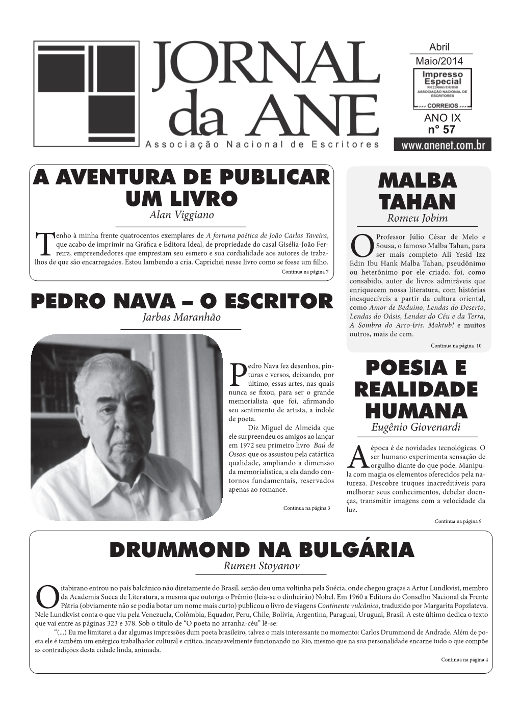 Jornal Da ANE Abril / Maio – 2014 Entre O Mar E a Montanha Soneto Danilo Gomes Do Mês