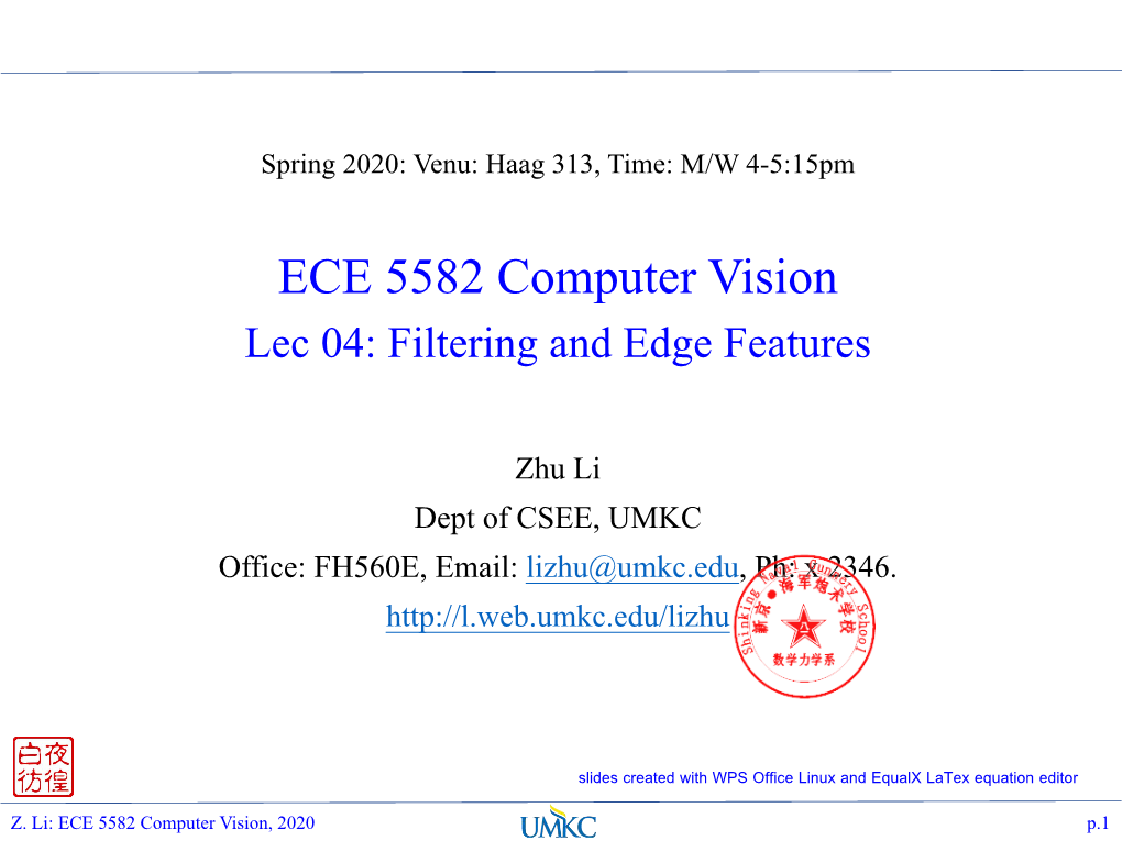 ECE 5582 Computer Vision Lec 04: Filtering and Edge Features