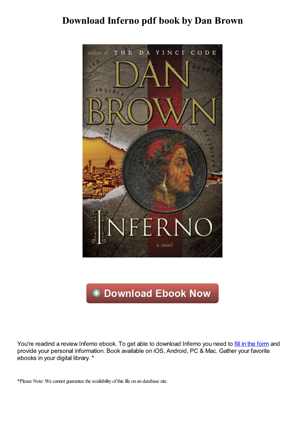 Download Inferno Pdf Ebook by Dan Brown