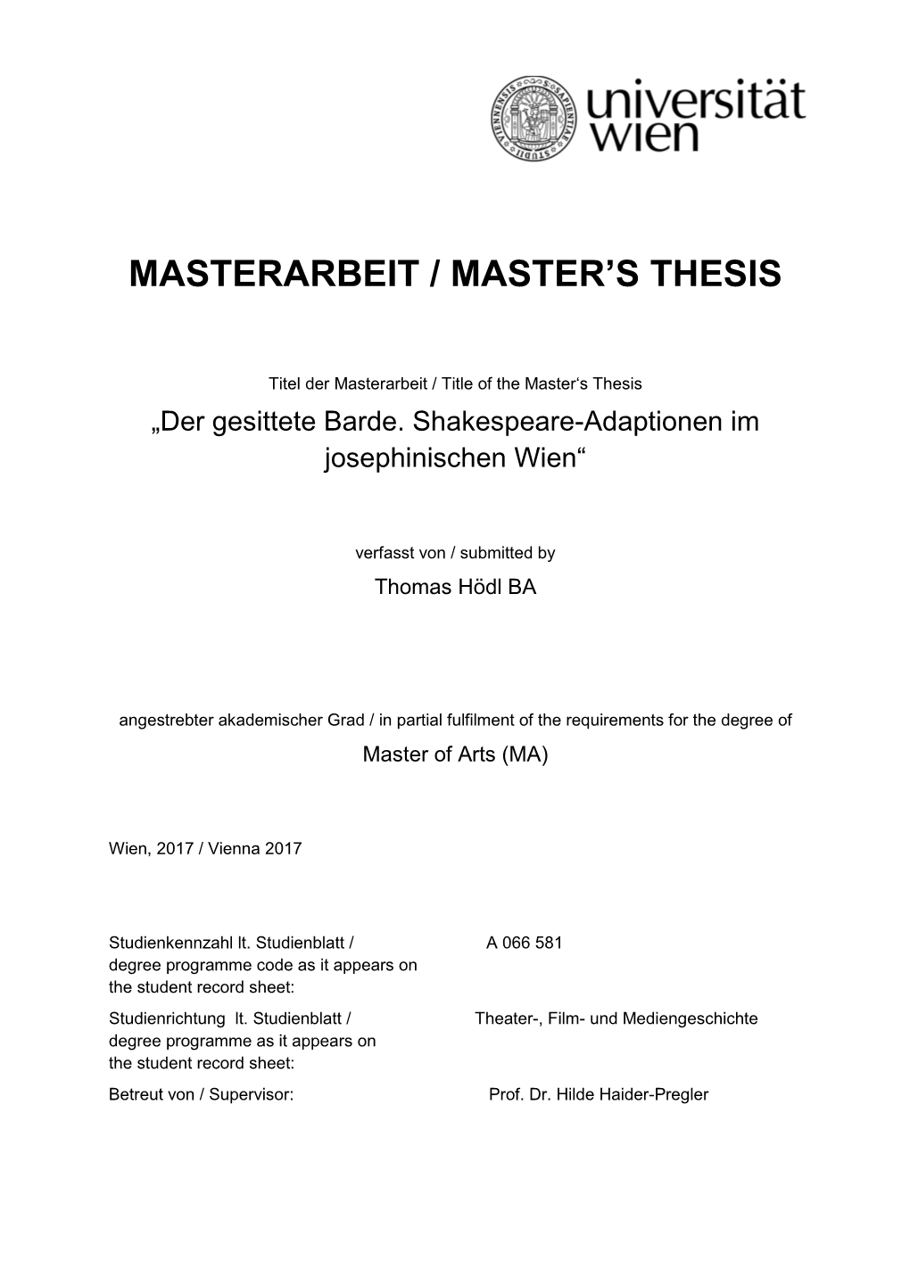 Masterarbeit / Master's Thesis