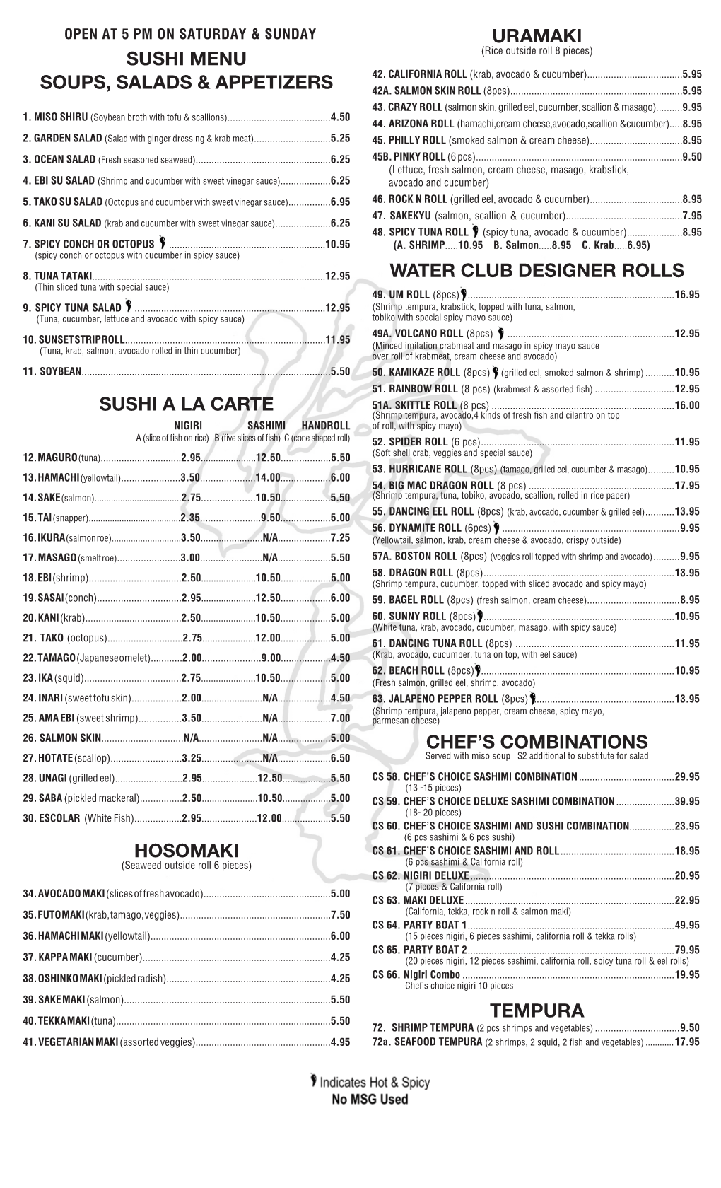 SUSHI MENU Soups, Salads & Appetizers