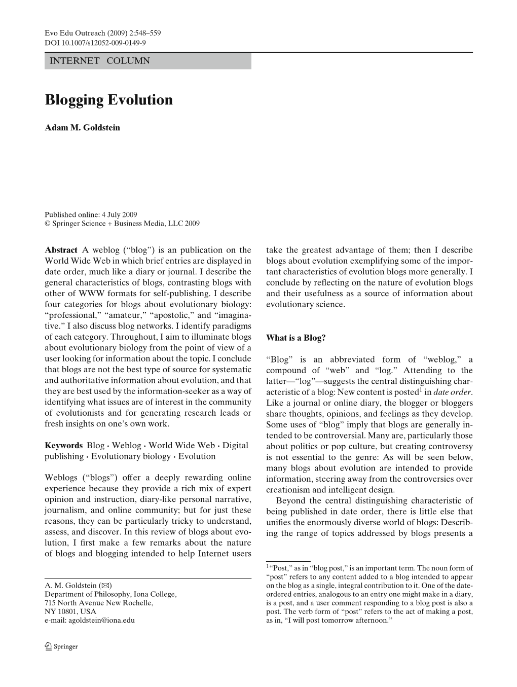 Blogging Evolution