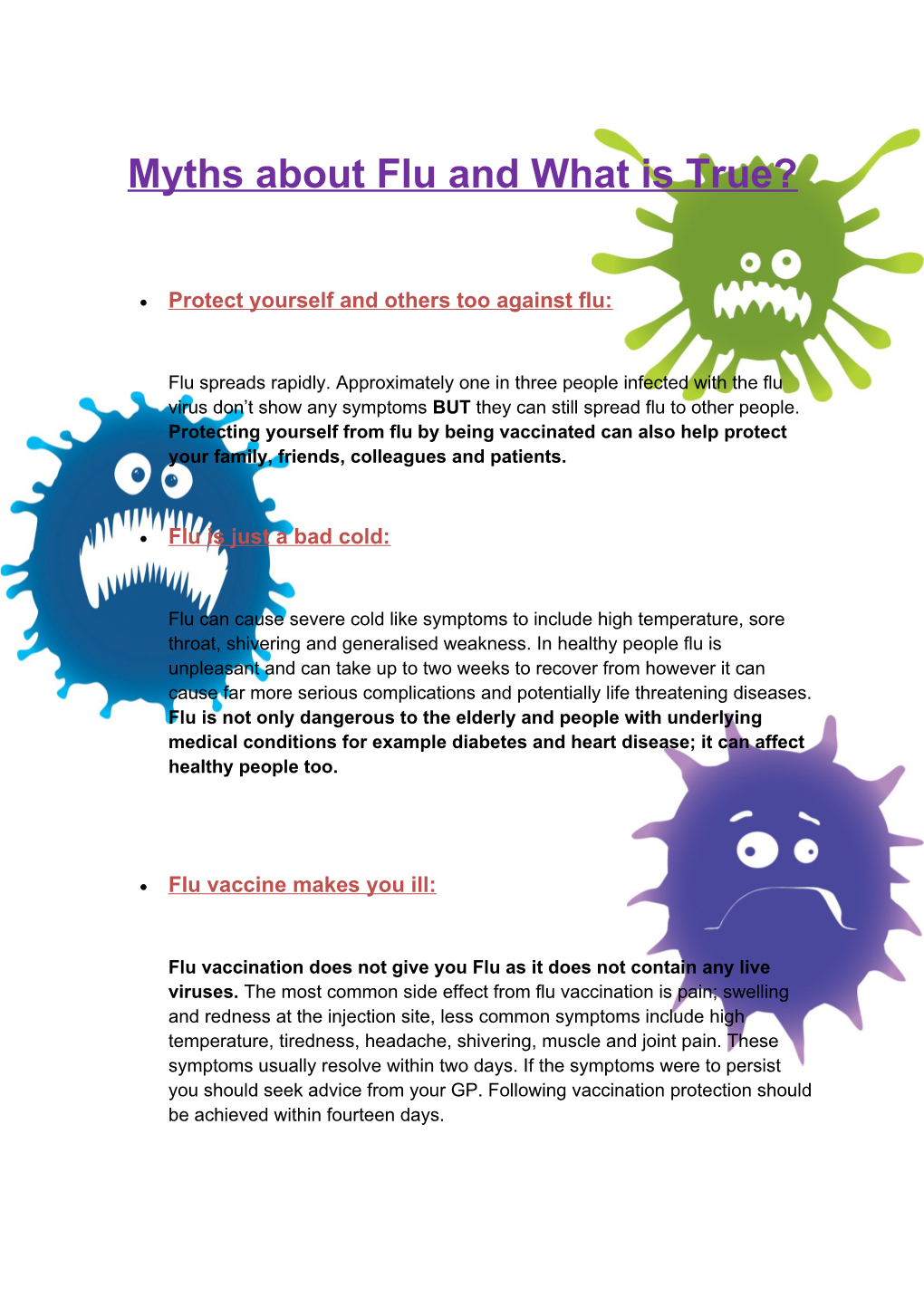 Myths About Flu and What Is True?