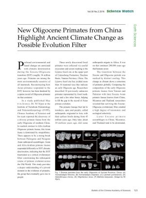 123 New Oligocene Primates from China Highlight Ancient Climate