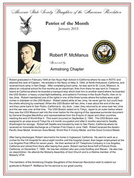 Robert P. Mcmanus Emblem Sponsored By: Armstrong Chapter