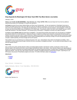 Gray Expands Its Washington DC News Team with Two More Senior Journalists