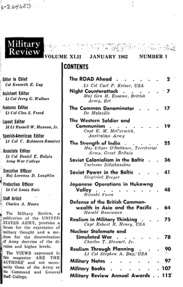 Military Review VOLUME XLII JANUARY 1962 NUMBER 1 CONTENTS