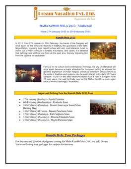 MAHA KUMBH MELA 2013 –Allahabad