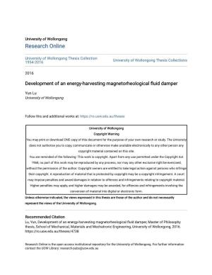 Development of an Energy-Harvesting Magnetorheological Fluid Damper