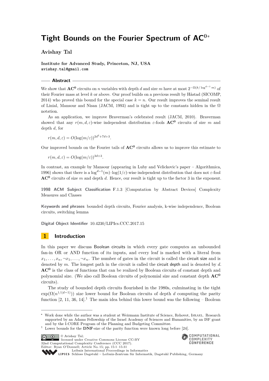 Tight Bounds on the Fourier Spectrum of AC0∗