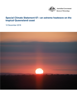 Special Climate Statement 67—An Extreme Heatwave on the Tropical Queensland Coast