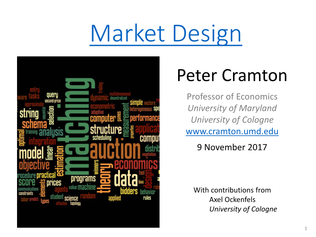 Auctions and Market Design