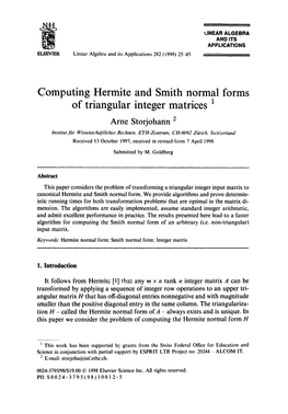 Computing Hermite and Smith Normal Forms of Triangular Integer Matrices