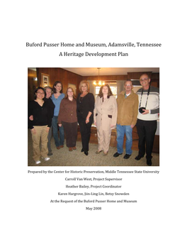 Buford Pusser Home and Museum, Adamsville, Tennessee a Heritage Development Plan