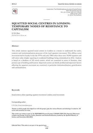 Squatted Social Centres in London