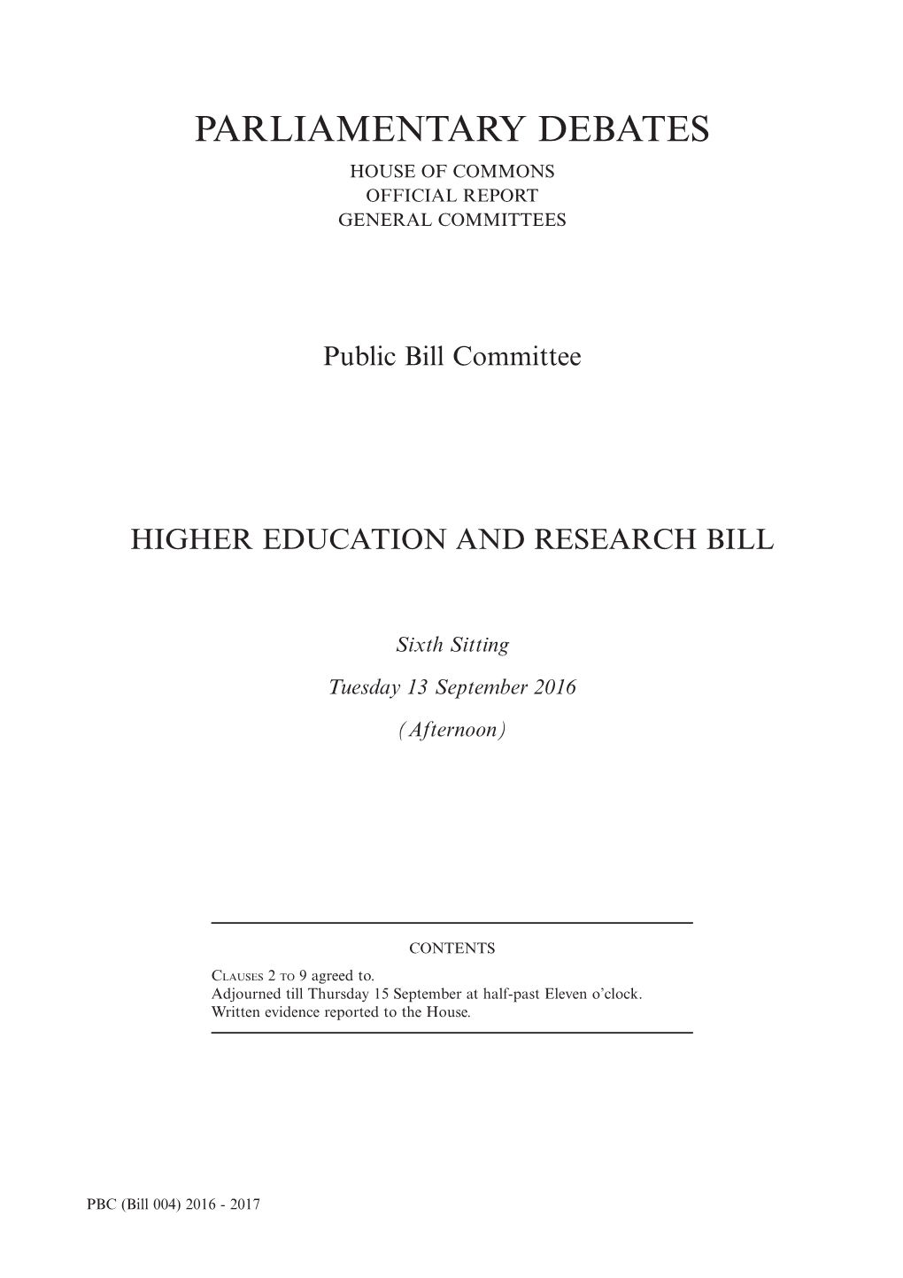 Higher Education and Research Bill