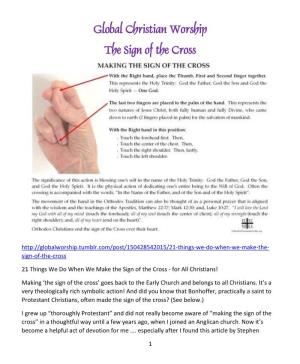 Global Christian Worship the Sign of the Cross