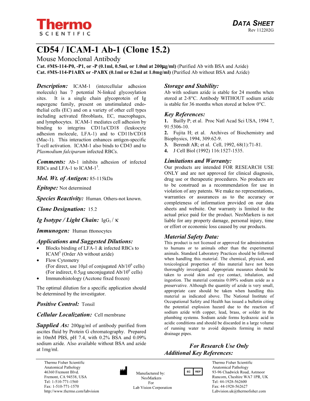 CD54/ICAM-1 Ab-1, Mouse Monoclonal Antibody