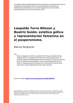 Leopoldo Torre Nilsson Y Beatriz Guido: Estética Gótica Y Representación Femenina En El Posperonismo