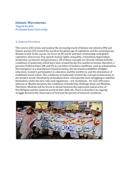 Islamic Movements Syllabus