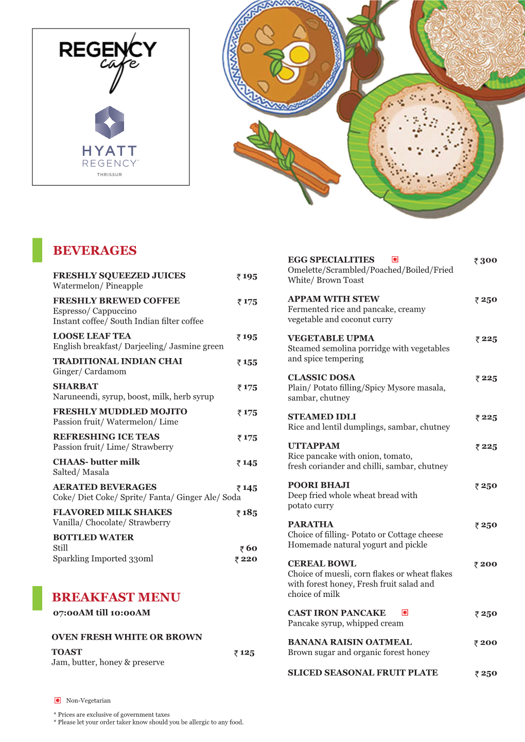 Regency Cafe Menu