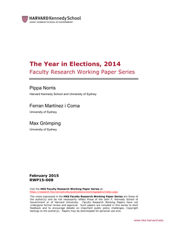 The Year in Elections, 2014 Faculty Research Working Paper Series
