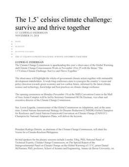 The 1.5˚ Celsius Climate Challenge: Survive and Thrive Together by LUDWIG O