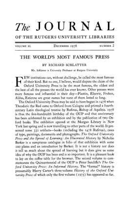 The JOURNAL of the RUTGERS UNIVERSITY LIBRARIES