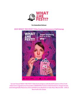 2019 WHAT the FEST!? Film Festival Announces Full Lineup