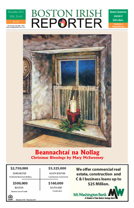 Beannachtaí Na Nollag Christmas Blessings by Mary Mcsweeney Page 2 December 2012 BOSTON IRISH Reporter Worldwide At