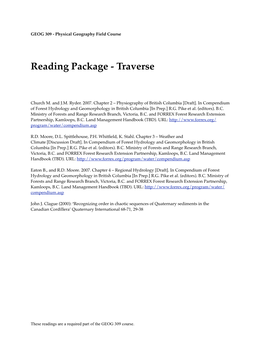 Reading Package - Traverse