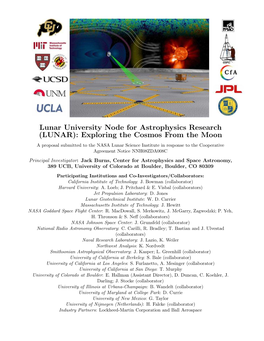 Lunar University Node for Astrophysics Research (LUNAR