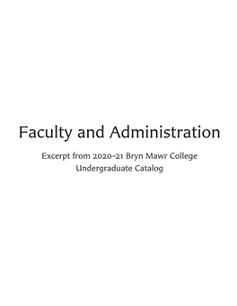 Bryn Mawr College Undergraduate Course Catalog 2020-2021
