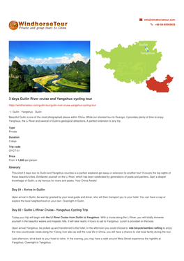 3 Days Guilin River Cruise and Yangshuo Cycling Tour