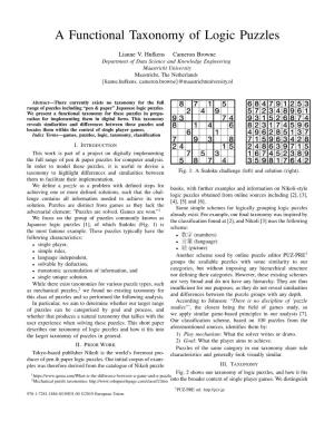 A Functional Taxonomy of Logic Puzzles