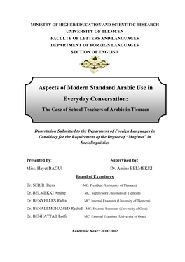 Aspects of Modern Standard Arabic Use in Everyday Conversation