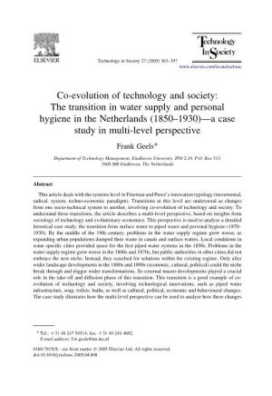 Co-Evolution of Technology and Society: the Transition in Water