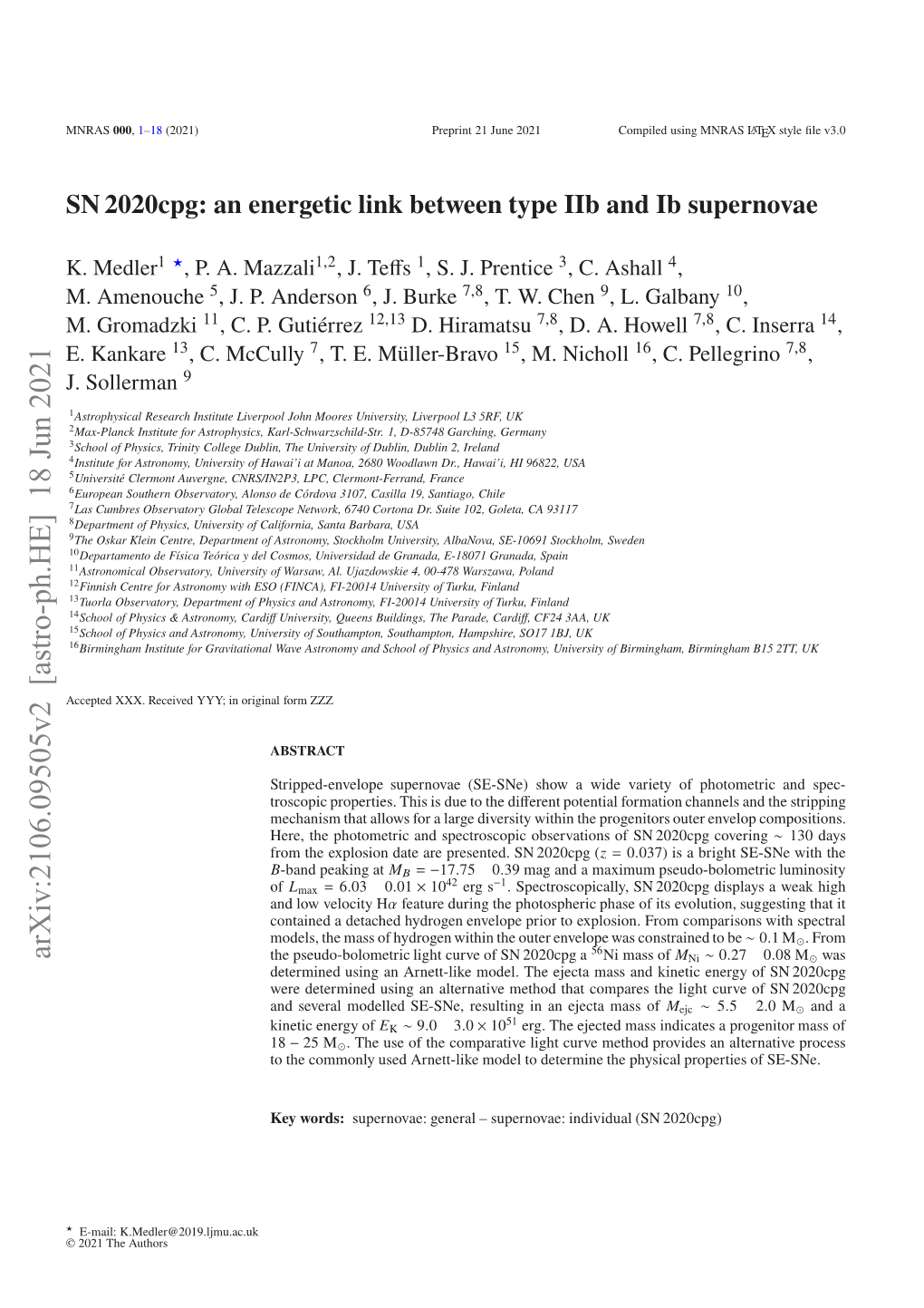 Arxiv:2106.09505V2 [Astro-Ph.HE] 18 Jun 2021 ★ .Amenouche M